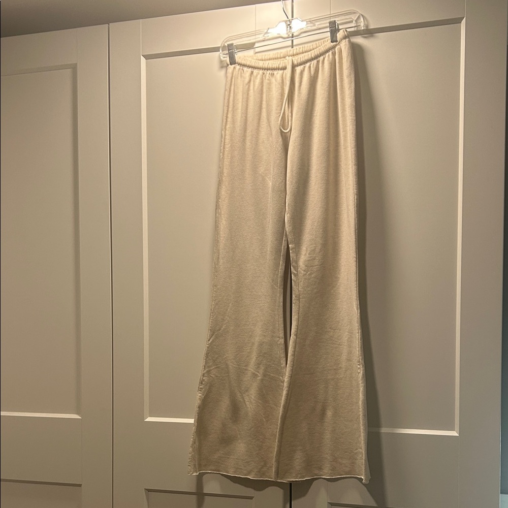 aerie Cream Wide-Leg Lounge Pants